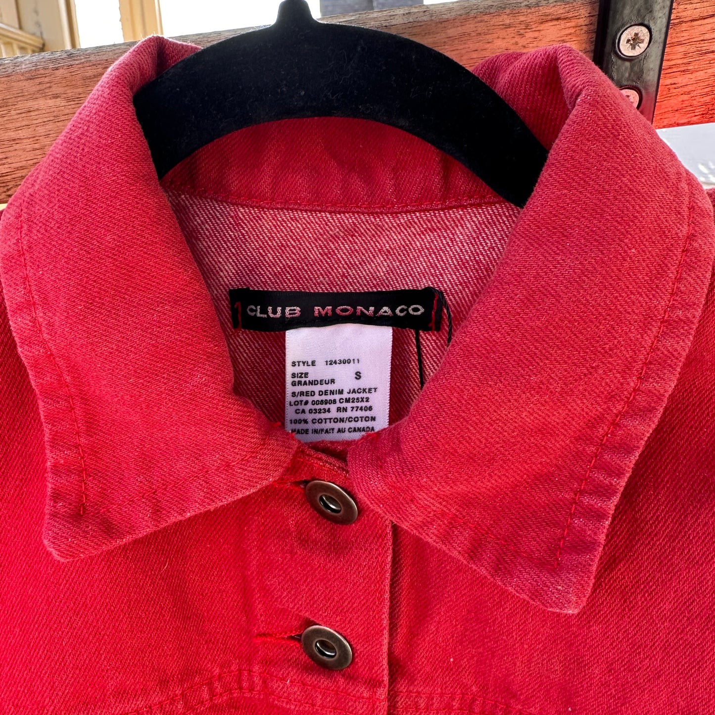 Club Monaco Red Jean Jacket, S