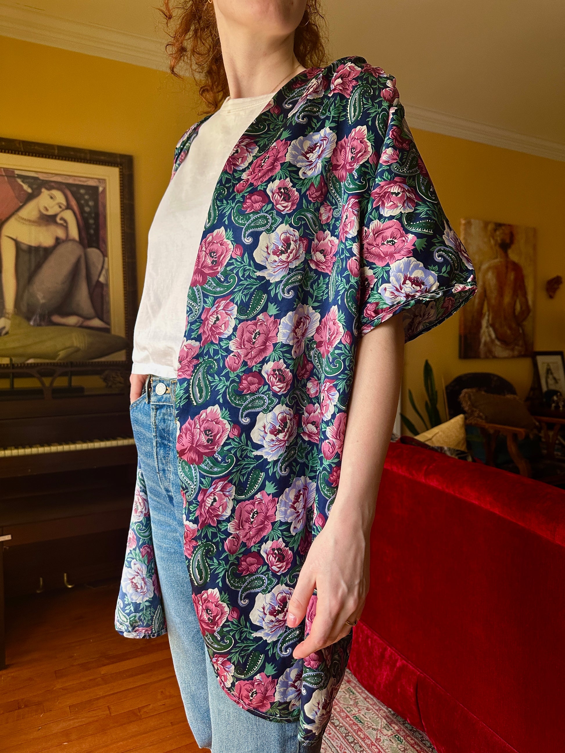 Floral Kimono Cardigan, M - Shirt - Cherry Buzz