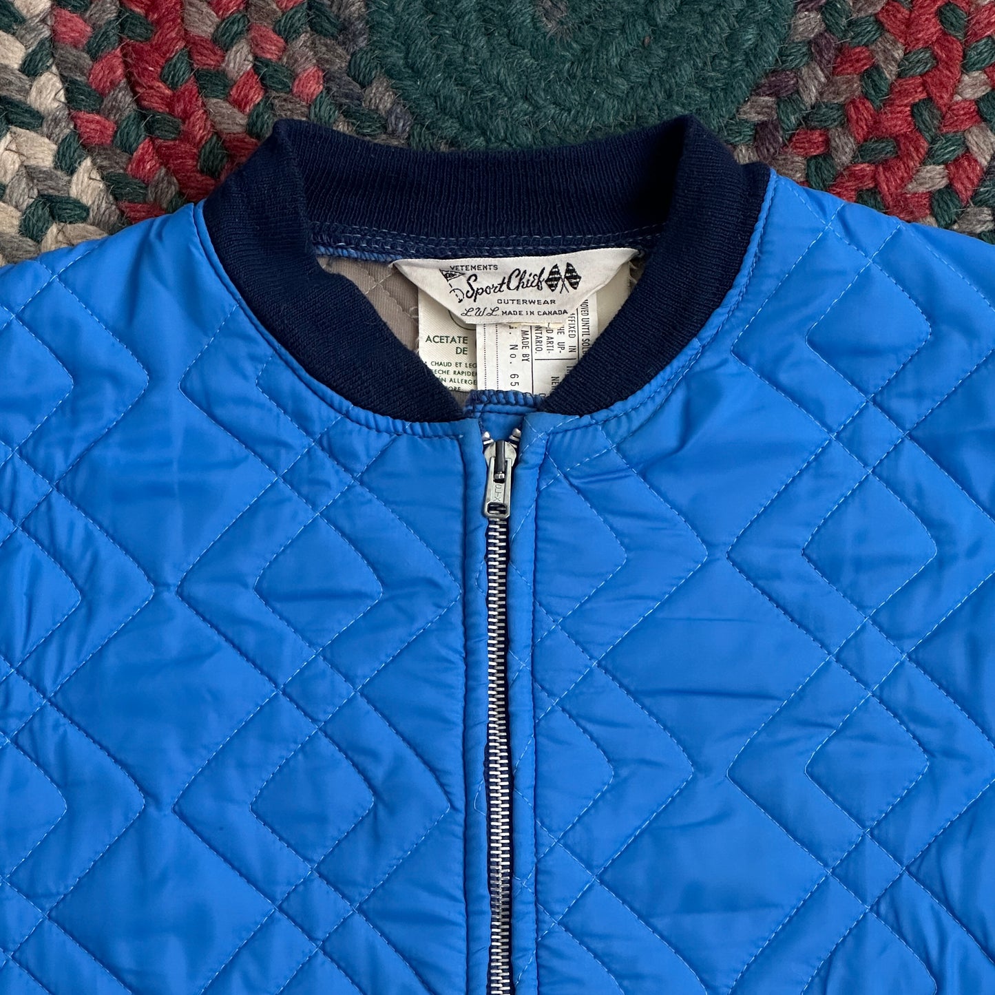 Sport Chief Vintage Quilted Blue Jacket, L