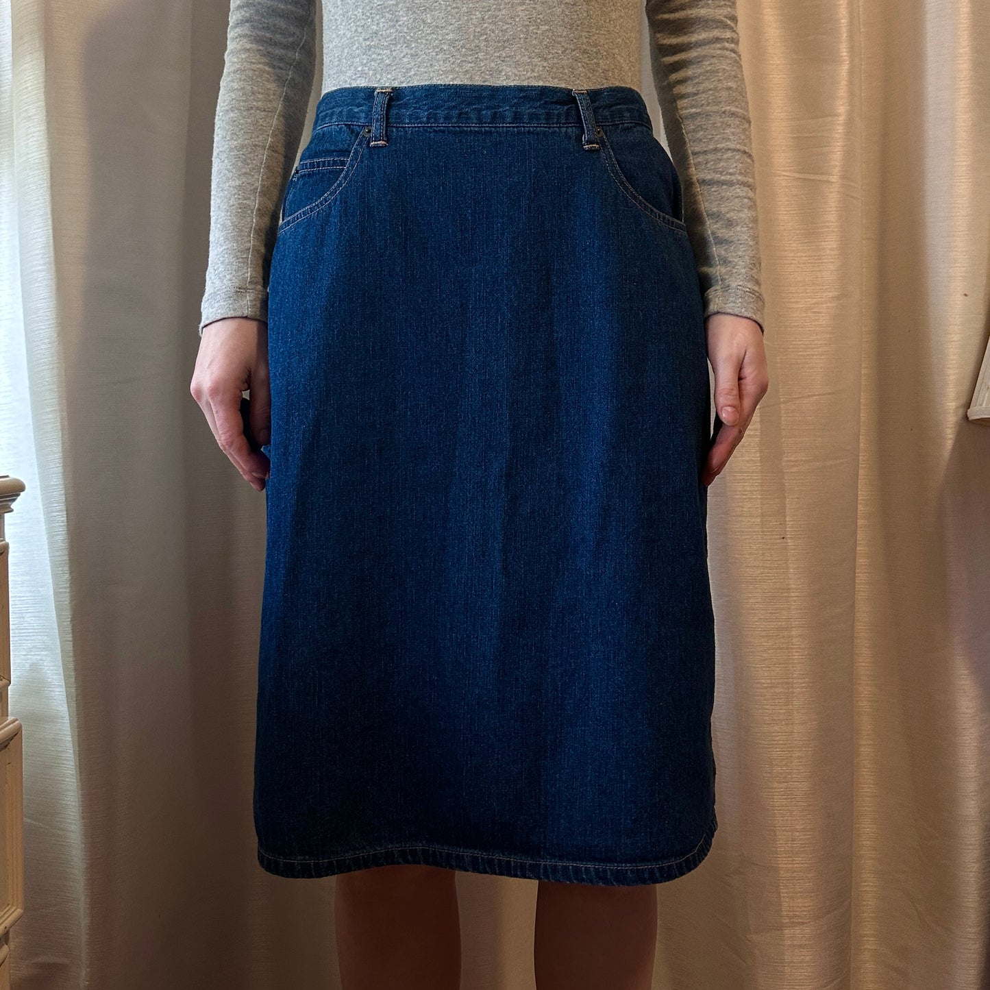 Denim Knee-Length Pencil Skirt, 10