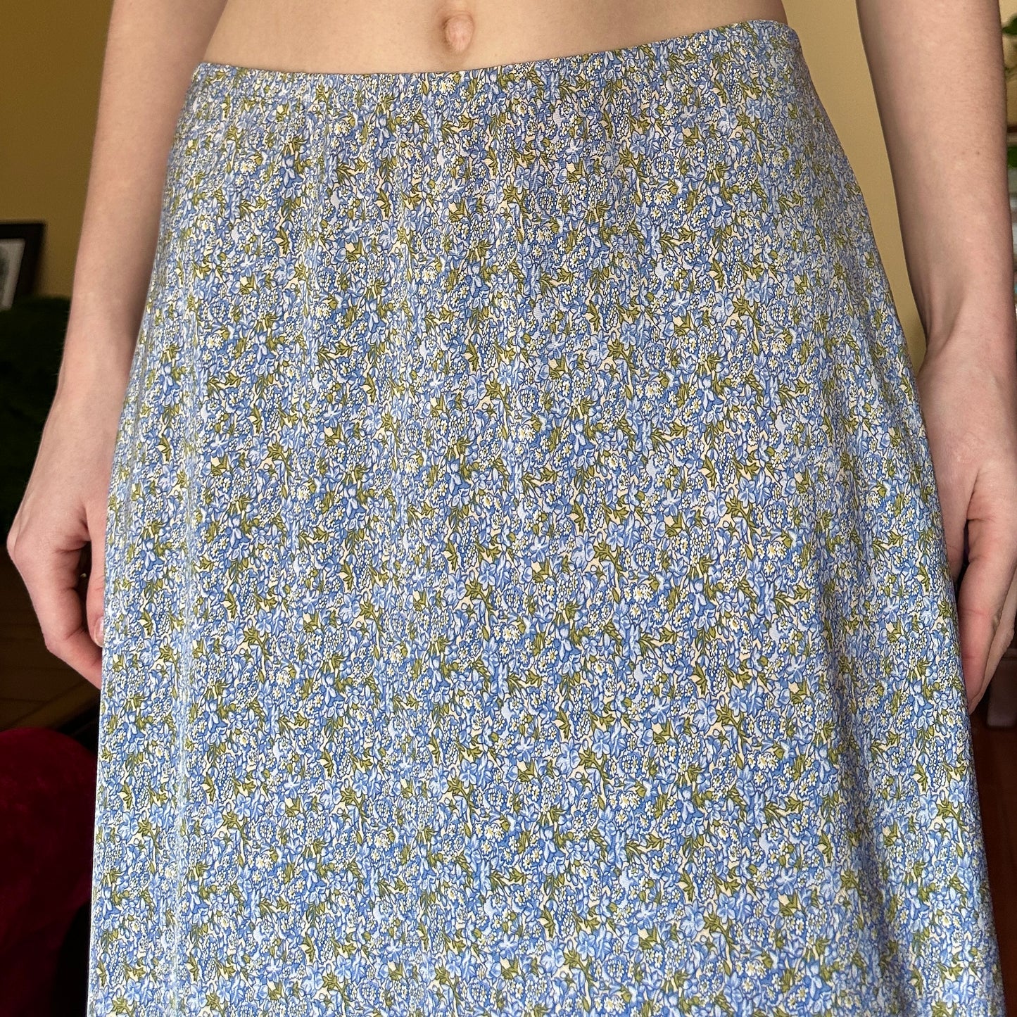 Blue and Green Floral Skirt, S