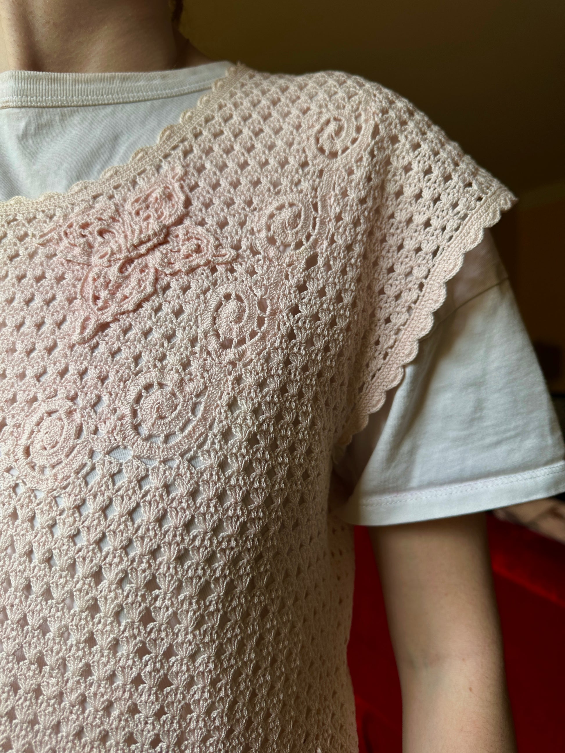 1990s Pink Lace Top, S - Shirt - Cherry Buzz