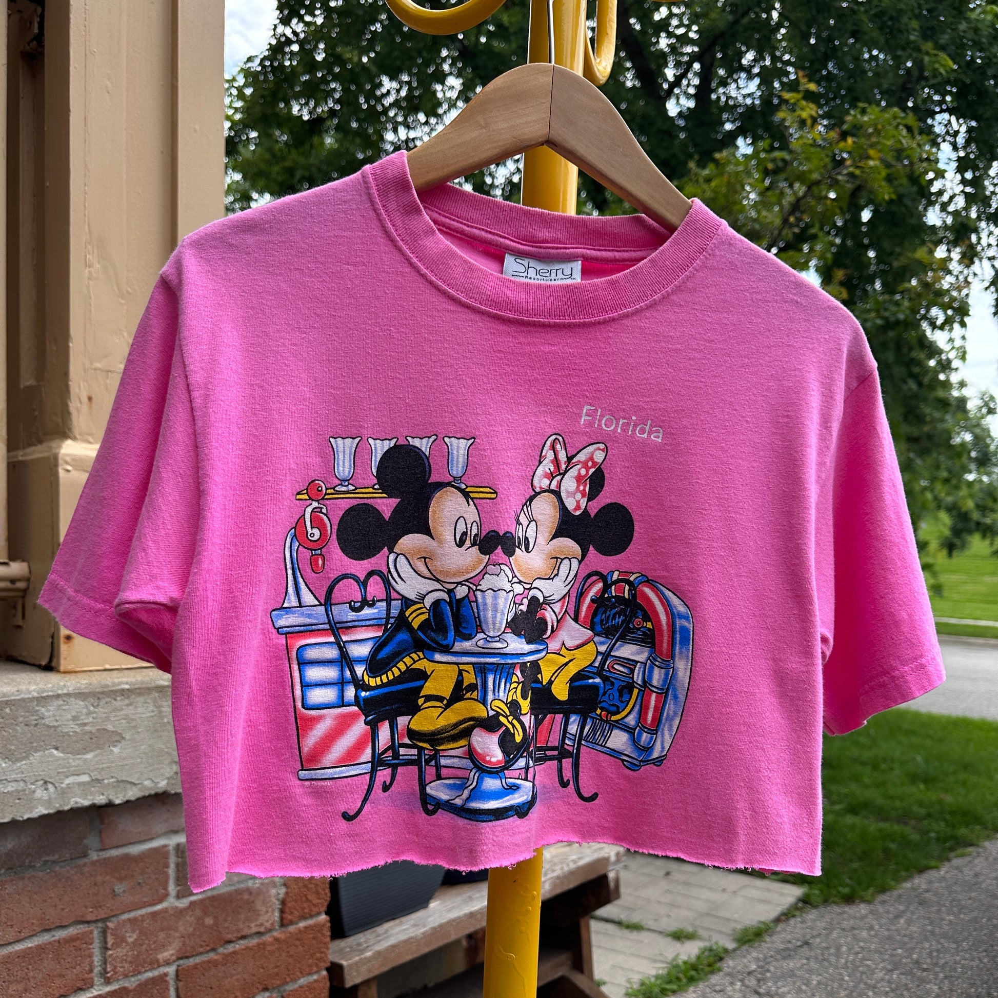 Mini Mouse and Mickey Mouse Pink Graphic Cropped T-Shirt, M - Cherry Buzz