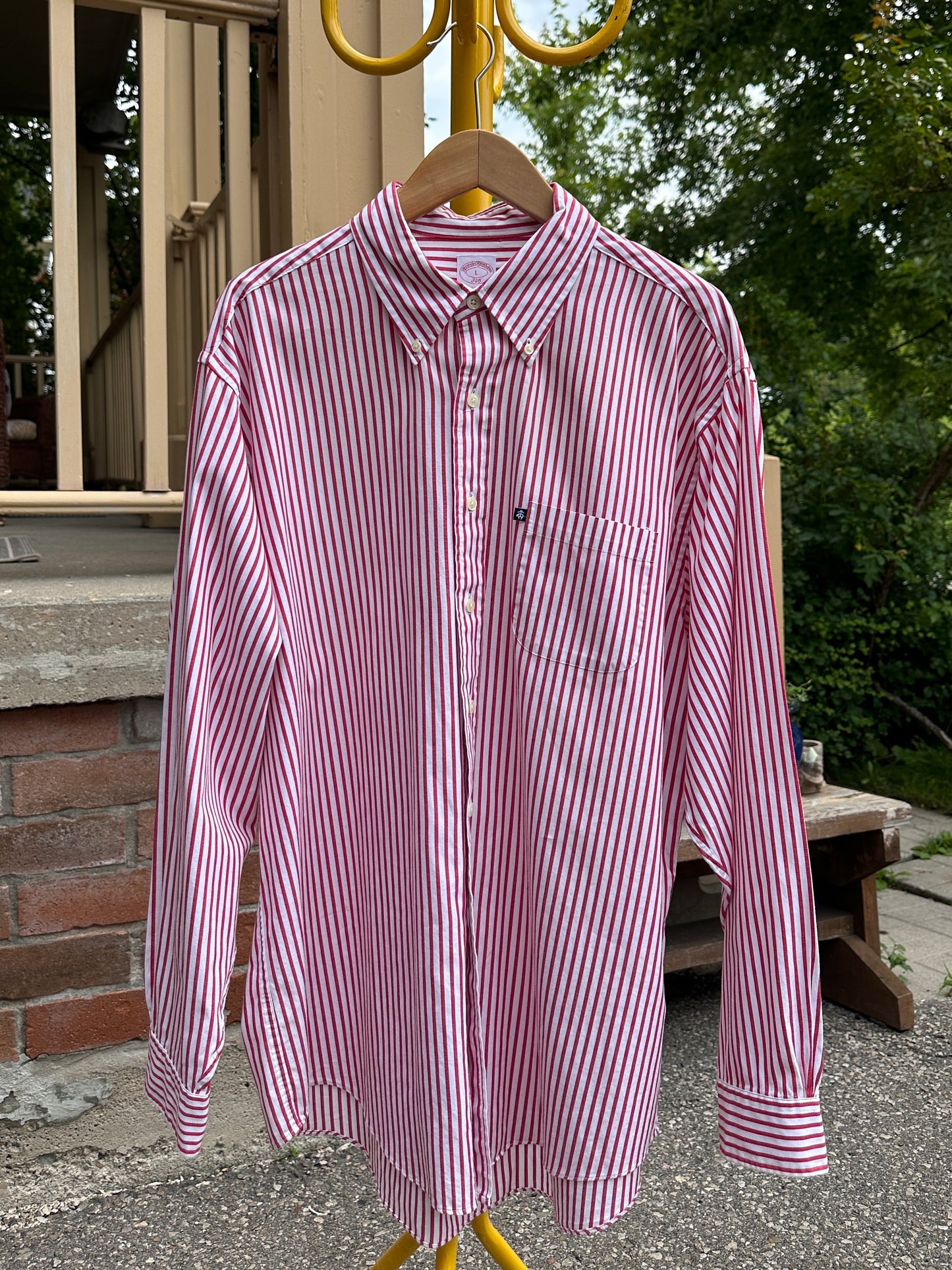 Brooks Brothers Red Stripe Long Sleeve Button Down, L - Cherry Buzz