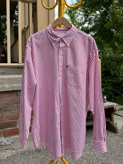 Brooks Brothers Red Stripe Long Sleeve Button Down, L - Cherry Buzz