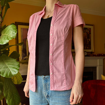 Le Chateau Pink Short Sleeve Button Up, XS - Button Down - Cherry Buzz