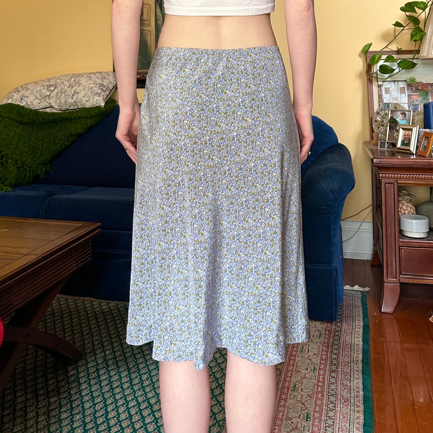 Blue and Green Floral Skirt, S