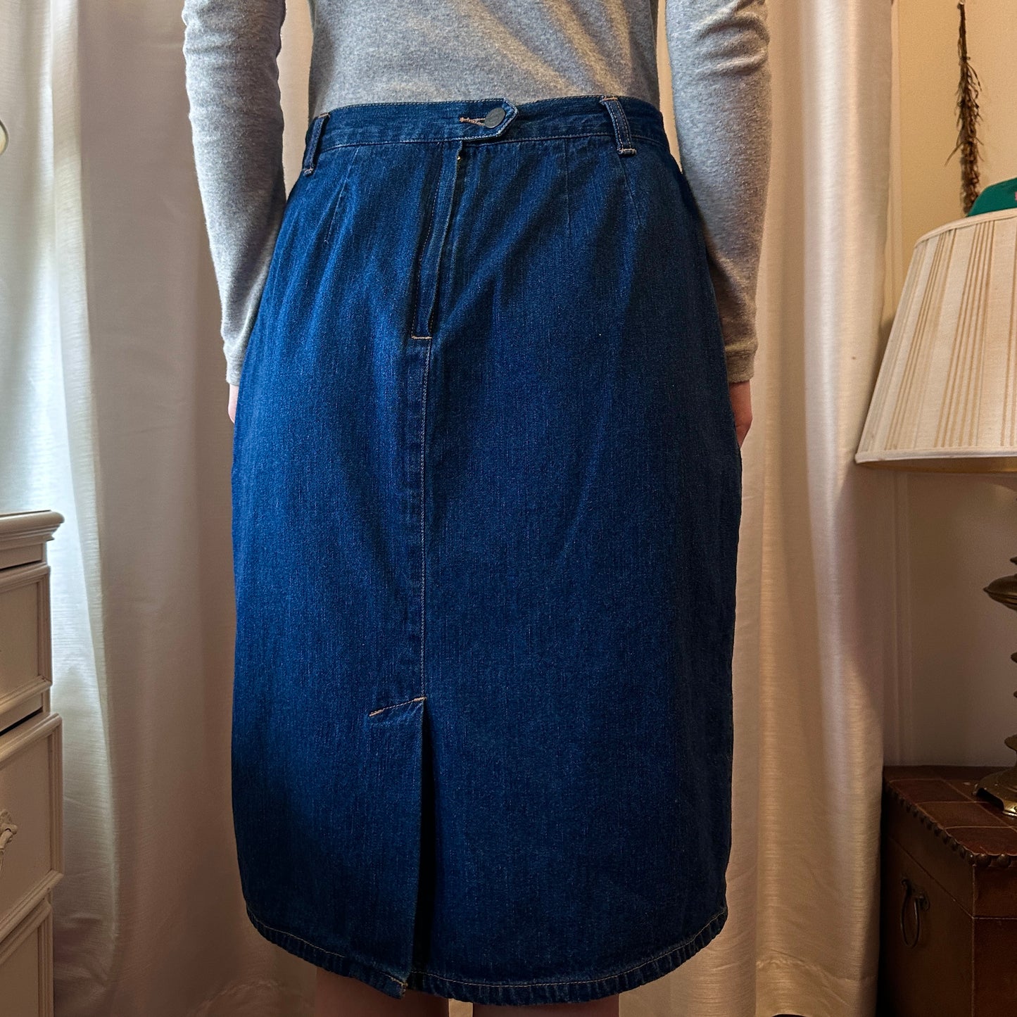 Denim Knee-Length Pencil Skirt, 10