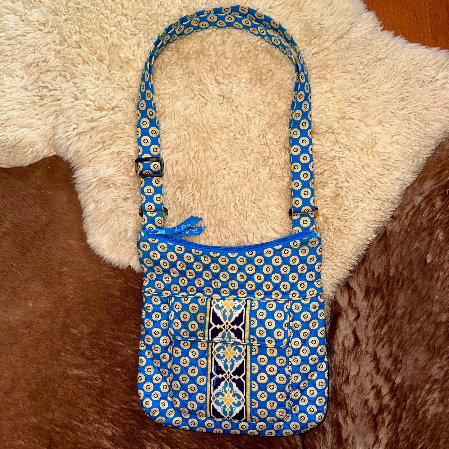 Vera Bradley Blue and Yellow Cross Body Bag