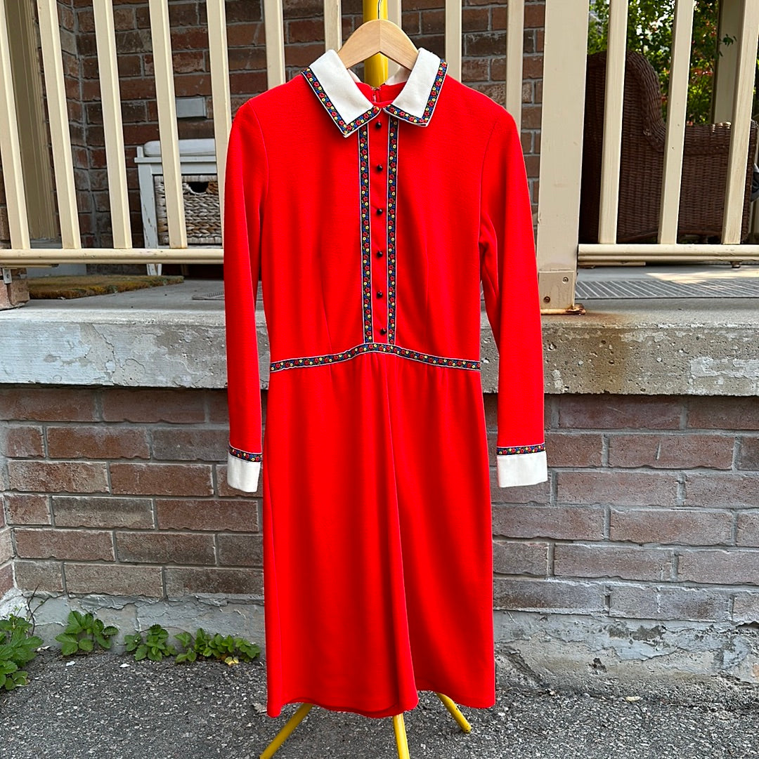 Glenbrooke Jr. 1960s Red Vintage Dress, S - Dress - Cherry Buzz