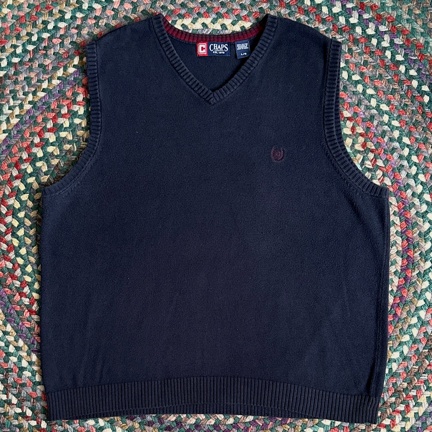 Chaps Chaps Navy Blue Sweater Vest, L (L)