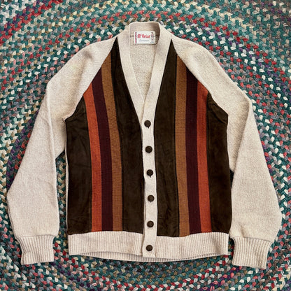 McBriar 1970s McBriar Wool and Suede Cardigan, L (L)