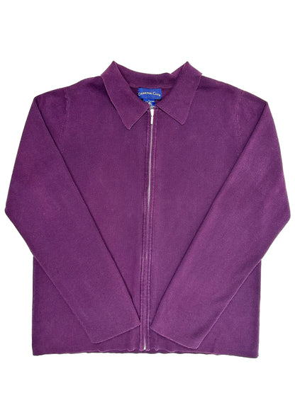 Charter Club Purple Cotton Zip Up, L - Sweater - Cherry Buzz