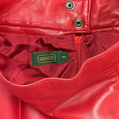 Danier Red Leather Skirt, 2 - Skirt - Cherry Buzz