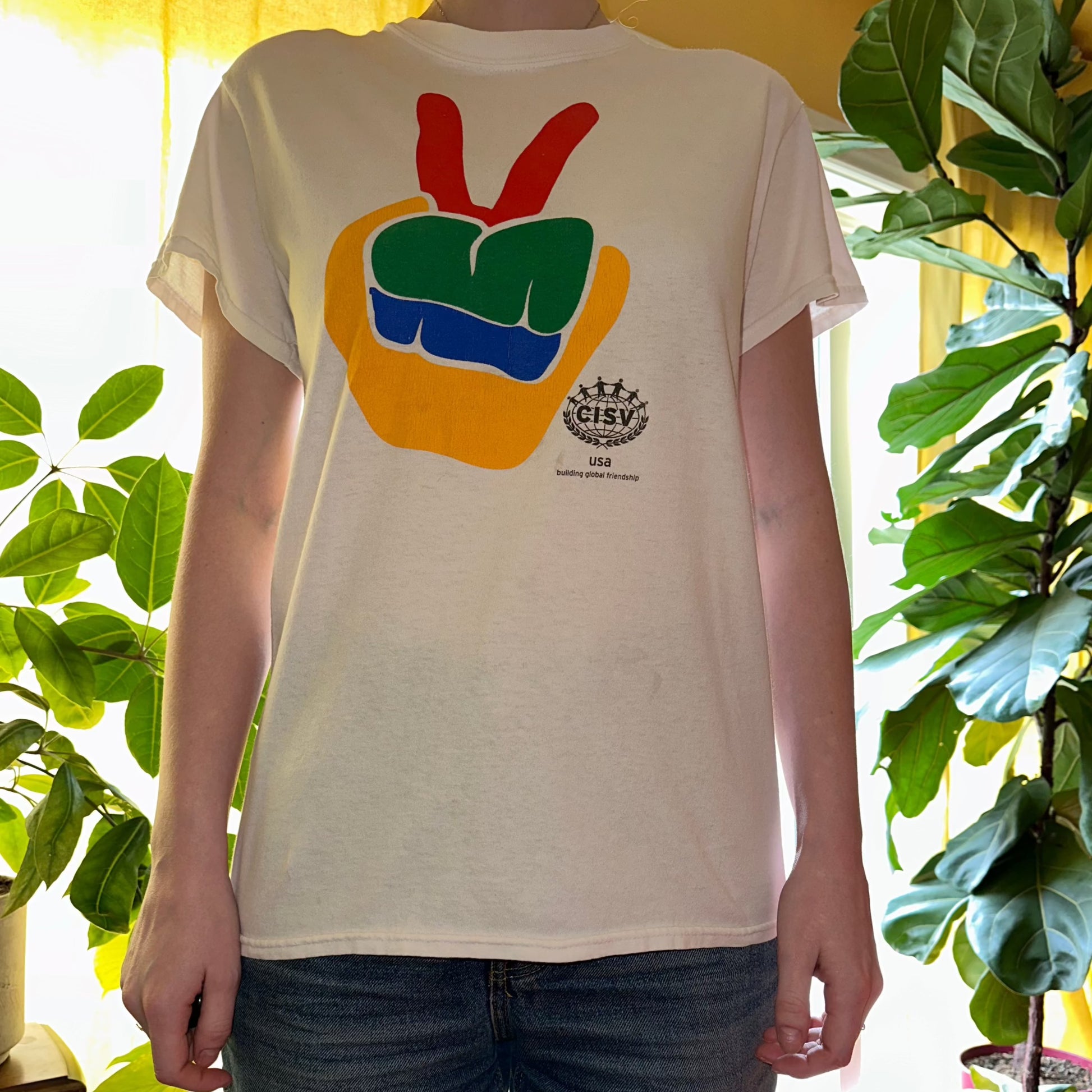 Peace Graphic T-Shirt, S - Small / White / Cotton - T-Shirt - Cherry Buzz