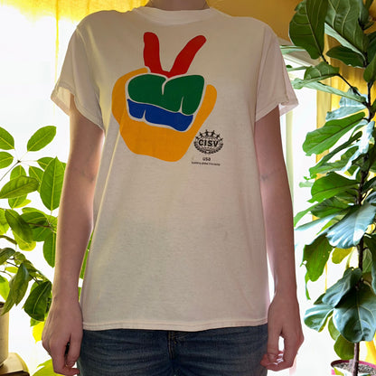 Peace Graphic T-Shirt, S - Small / White / Cotton - T-Shirt - Cherry Buzz