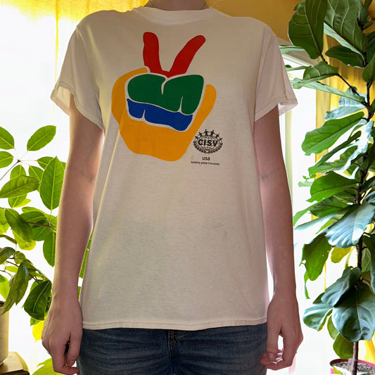 Peace Graphic T-Shirt, S - Small / White / Cotton - T-Shirt - Cherry Buzz