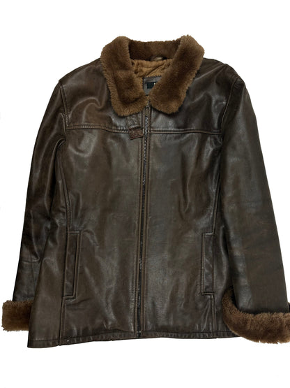 Pegabo Brown Leather Jacket, L - Leather Jacket - Cherry Buzz