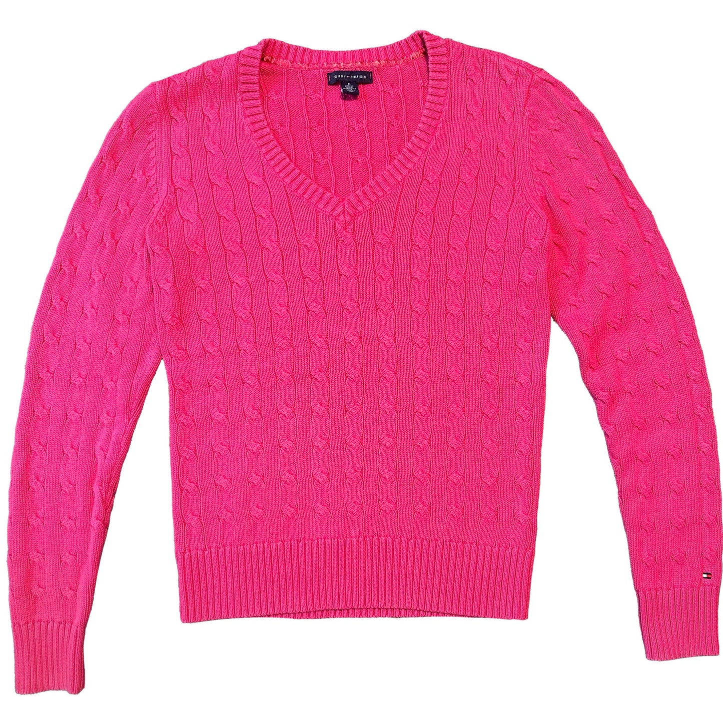 Tommy Hilfiger Pink Cable Knit Sweater, M - Sweater - Cherry Buzz