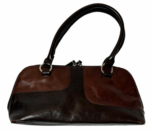 Brown Multi-Tone Leather Shoulder Bag - Accessory - Cherry Buzz