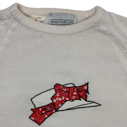 Sweet Baby Jane Vintage White Knit Sweater, L - Sweater - Cherry Buzz